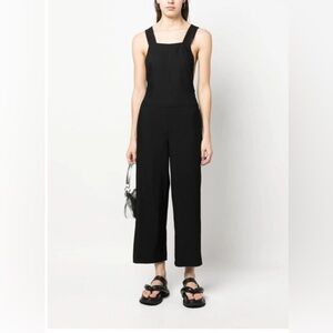 NWT Proenza Schouler Black Drapey Suiting Wide Leg Jumpsuit size 0 Preppy Luxury
